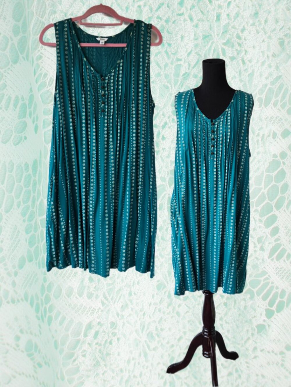 Sonoma Goods For Life Teal Blue Sleeveless Midi-Length Dress Casual Boho